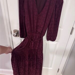 Banana Republic Burgundy Long Sleeve Dress